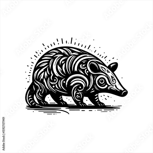 Badger illustration isolated on white background