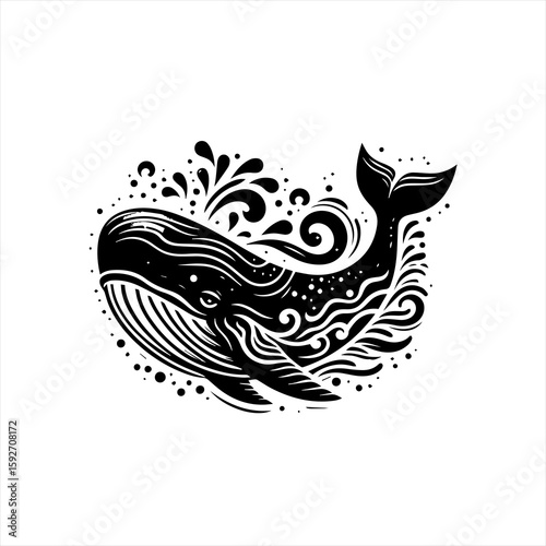 Whale illustration in the ocean