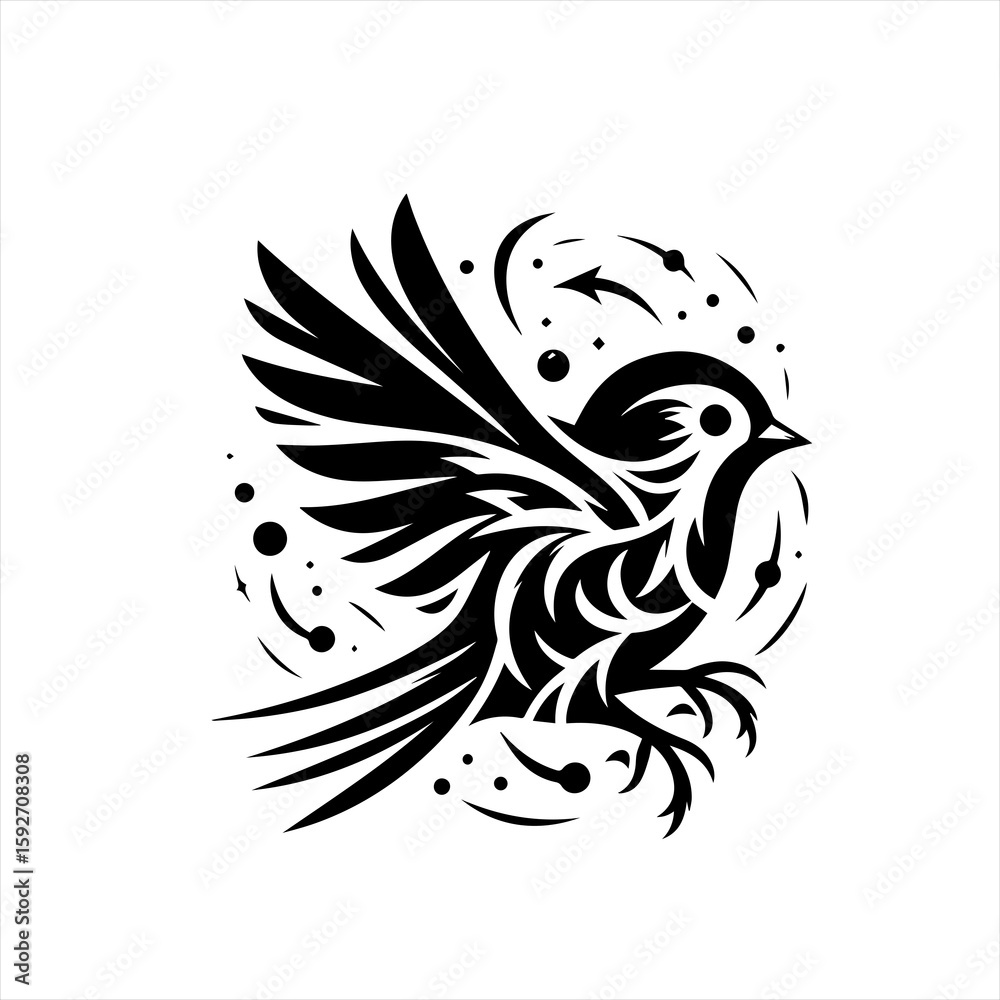 Obraz premium Flying sparrow isolated on white background