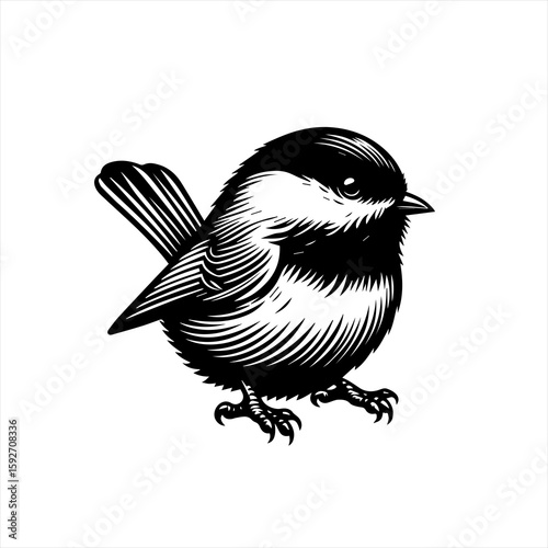 Chickadee isolated on white background