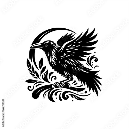 A raven on a branch