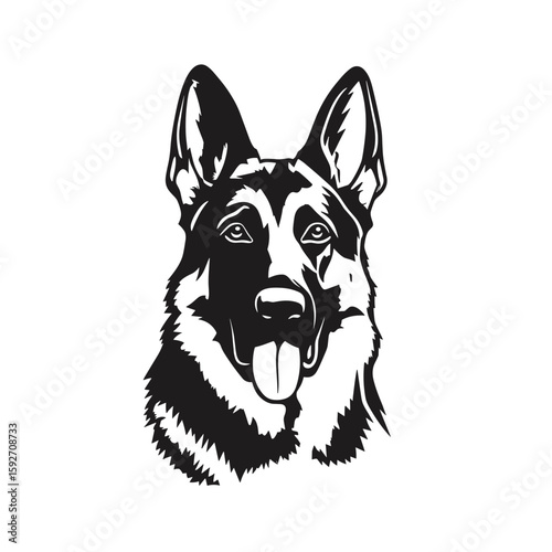 Dog German Shepherd Vector Clipart, Icon, Logo
 