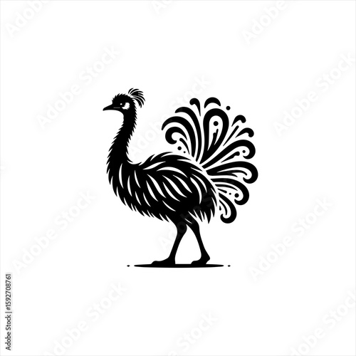 Fancy emu isolated on white background