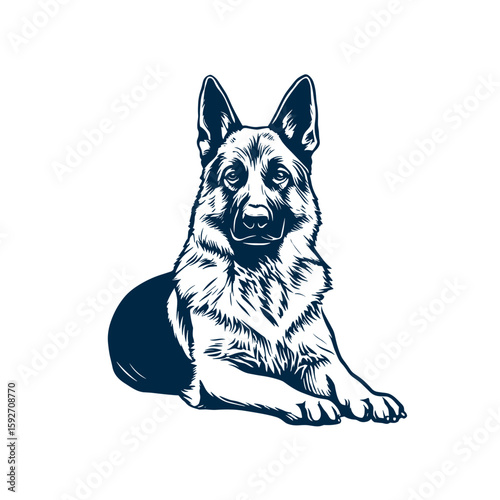 Dog German Shepherd Vector Clipart, Icon, Logo
 