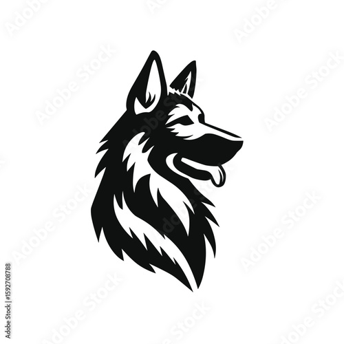Dog German Shepherd Vector Clipart, Icon, Logo
 