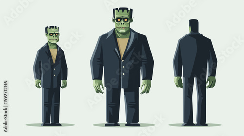 Frankenstein Costume Flat Vector Illustration