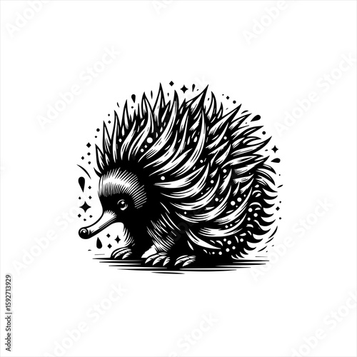 An echidna isolated on white background