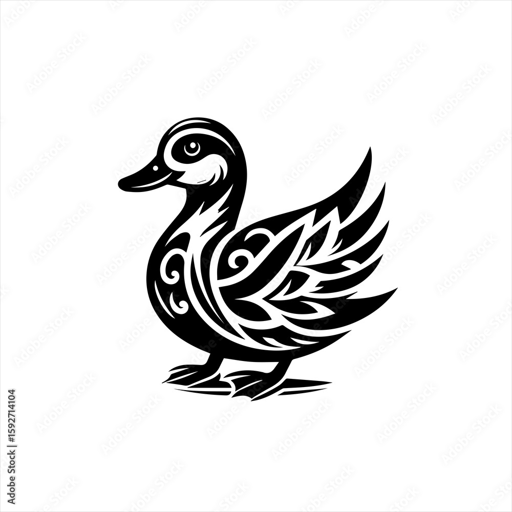Fototapeta premium A duck with ornate feathers