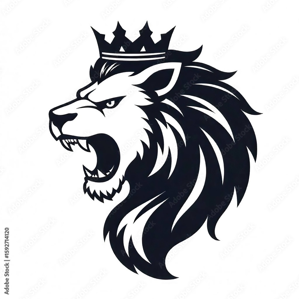 Fototapeta premium monocrome lion head vector