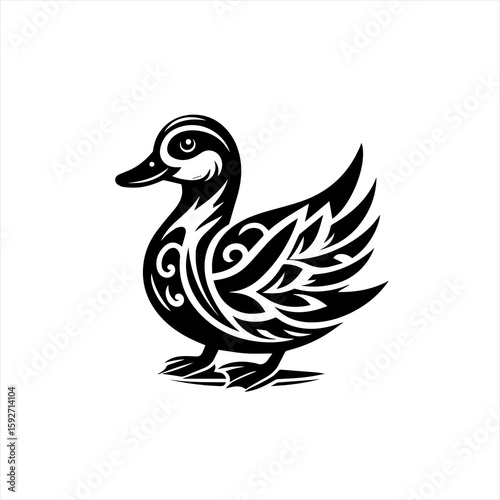 A duck with ornate feathers