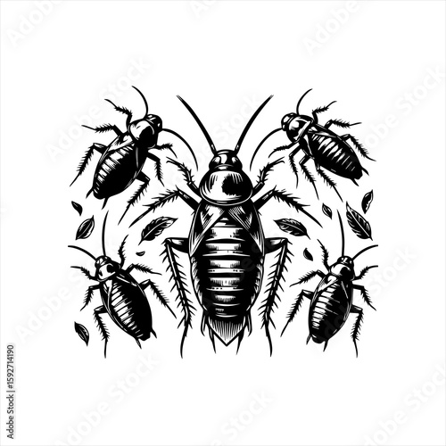 Cockroaches isolated on white background