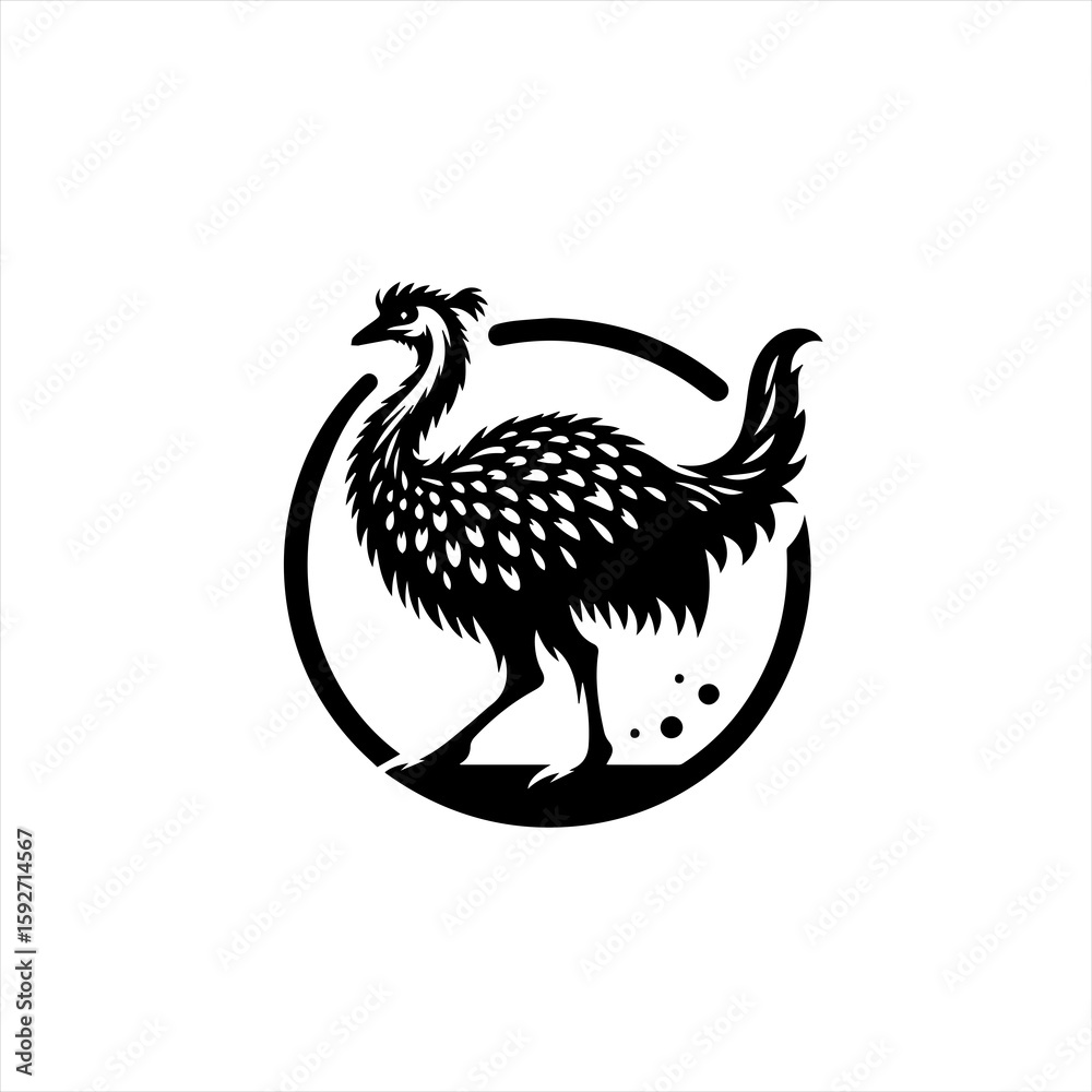 Fototapeta premium Emu in a circle isolated