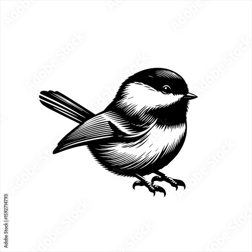 Chickadee isolated on white background