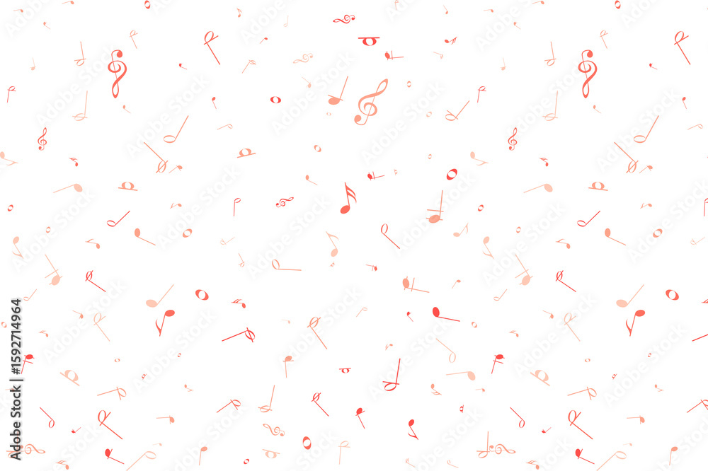 Abstract Coral Music Notes Scattered on Black Background: Festive, Playful Design