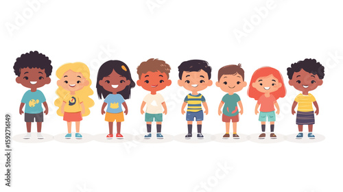 Diverse group of cheerful young children