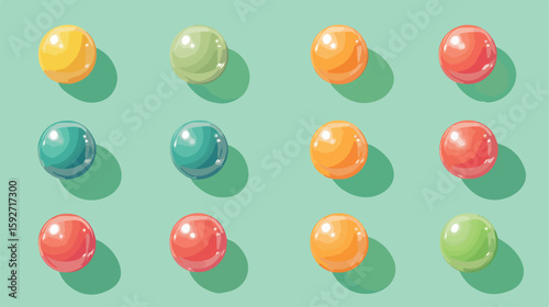 Colorful Gum Candy Balls Vector Illustration