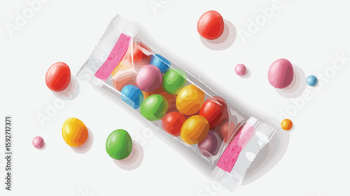 Flat Vector Illustration Gum Candy Package