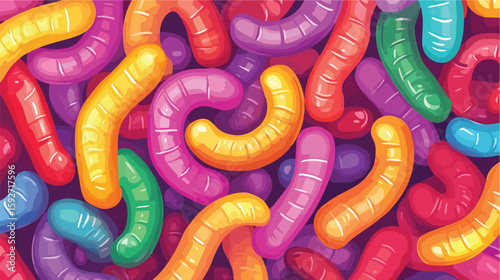 Colorful Gum Worms Candy Vector Illustration