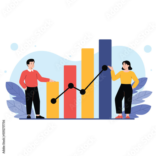 Business people analyzing a financial growth graph for market success