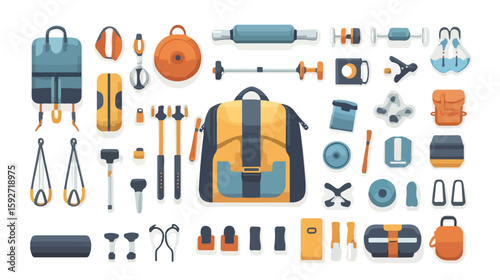 Fitness Bag Equipment Flat Vector Illustration