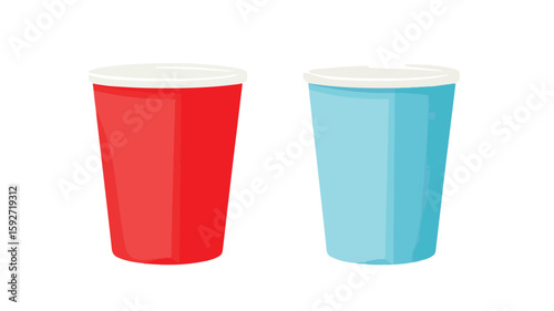 Vibrant Blue and Red Cola or Soda Soft Drink Paper Cup