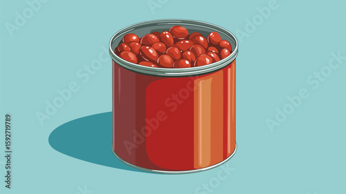 Canned Beans in Tin Can Vector Illustration for Food Packaging Design