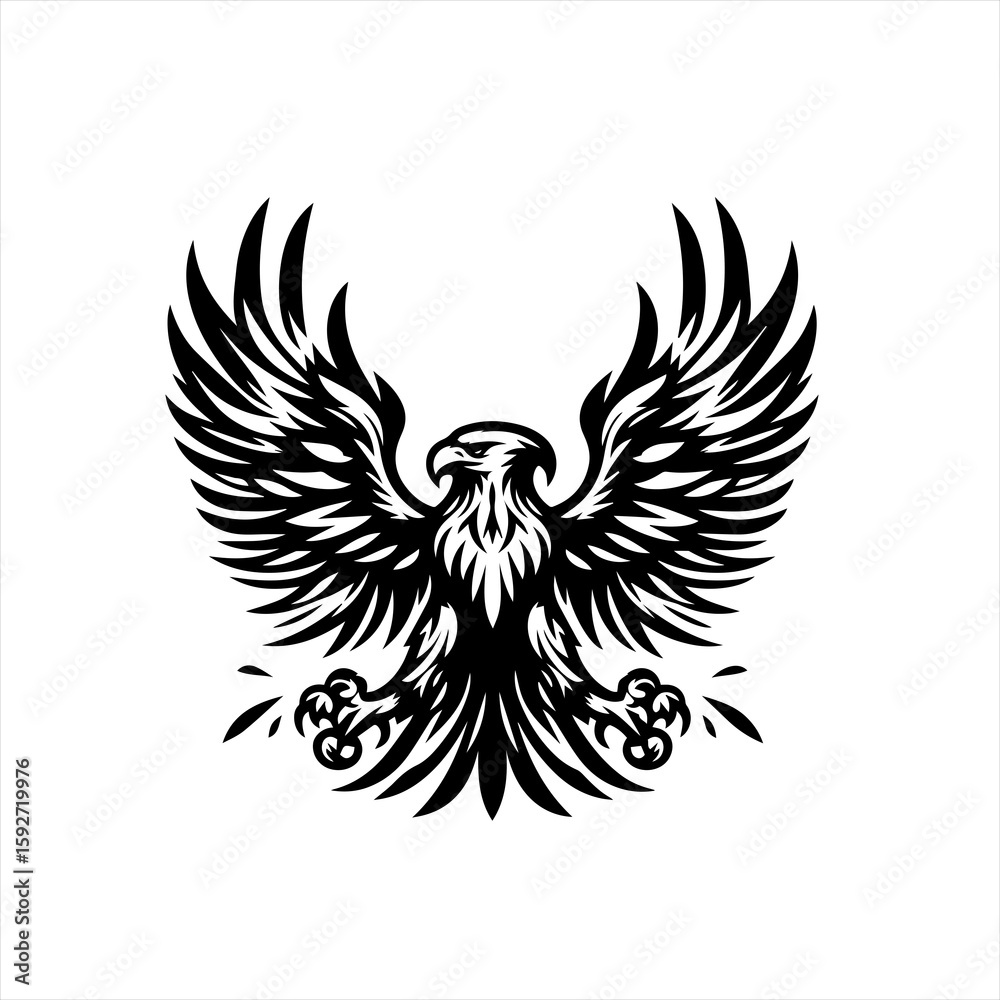 Obraz premium An eagle with outstretched wings is isolated on white background