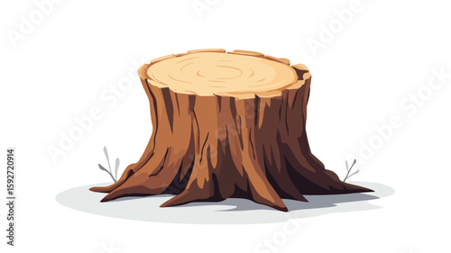 Professional Cut Tree Stump Photo Cartoon Vector