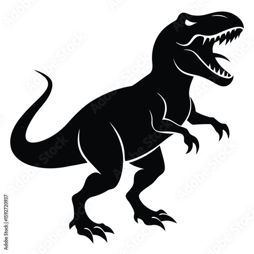 Black tyrannosaurus rex roaring aggressively dinosaur