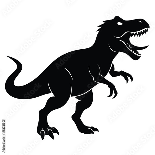 Black tyrannosaurus rex roaring dinosaur prehistoric