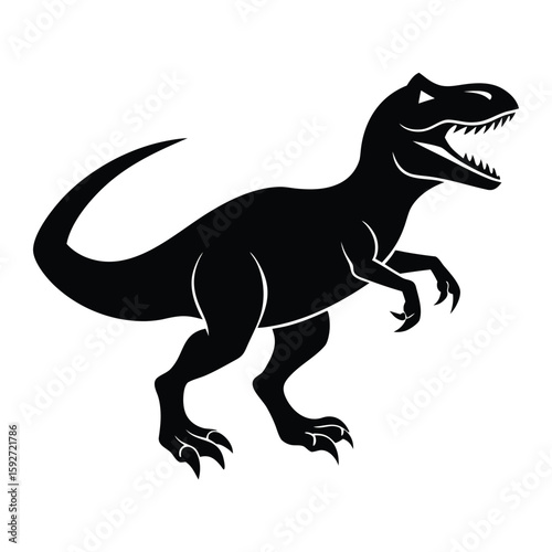 Black tyrannosaurus roaring with sharp teeth dinosaur