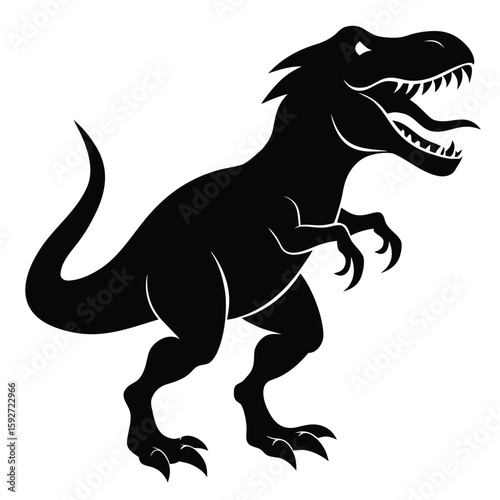 Fierce black dinosaur roaring tyrannosaurus prehistoric