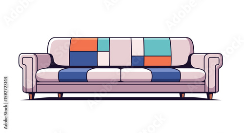 Modern geometric pattern sofa with plush upholstery and comfortable seating for living room decor