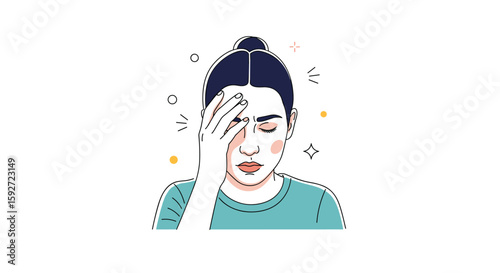 Woman feeling dizzy experiencing headache and pressure with blurred vision and faintness