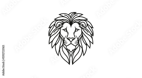 Majestic lion head emblem representing strength courage and leadership with intricate mane detail