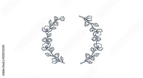 Elegant floral wreath design element for celebrations and formal events decorative flourish for invitations and stationery