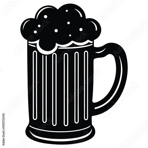 Frothy beer mug illustration beverage drink