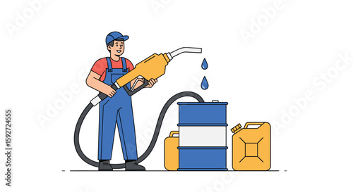 Fueling a barrel and canister with a dispenser nozzle dripping fuel drops