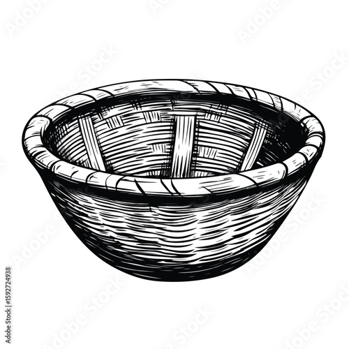 Handcrafted Basket Cartoon Illustration