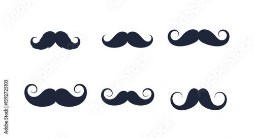 Six artistic mustache illustrations featuring various styles and shapes for your design projects
