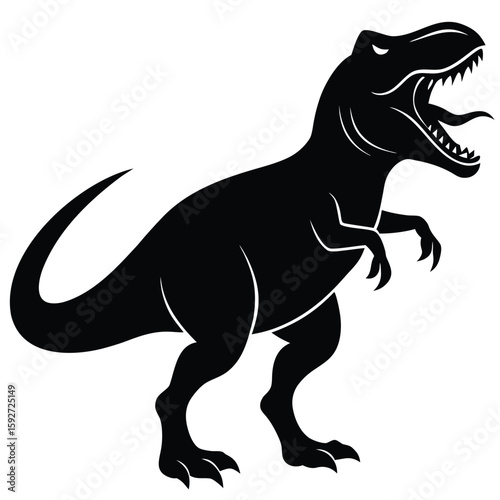 Roaring tyrannosaurus silhouette dinosaur black
