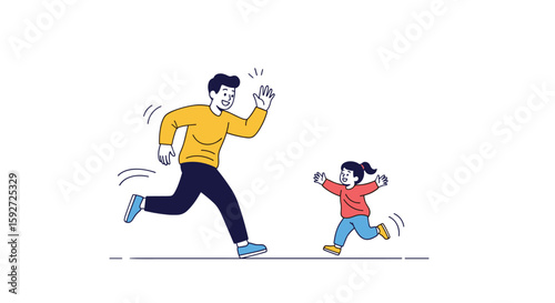 Father and daughter enjoying outdoor activities together in playful pursuit