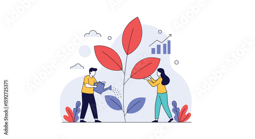 Business growth collaboration cultivating success with strategic teamwork and data analysis driving forward