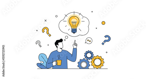Problem solving and creative thinking with an idea light bulb