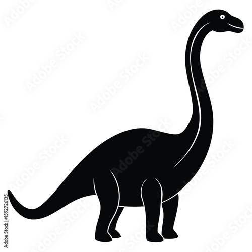 Stylized black dinosaur silhouette prehistoric animal