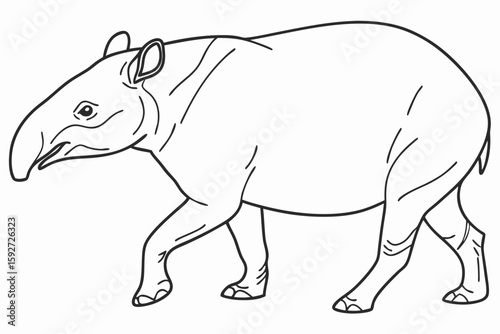 coloring page line art the tapir black vector