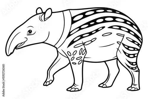 coloring page line art the tapir black vector