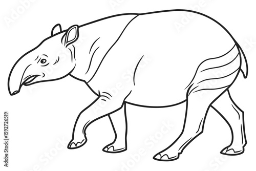 coloring page line art the tapir black vector