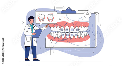 Professional dental care explaining orthodontic treatments and oral hygiene practices
