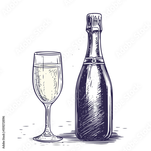 Hand-Drawn Champagne Sketch Symbol